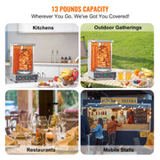 Load image into Gallery viewer, SucceBuy Shawarma Grill Machine 13lbs Chicken Shawarma Cooker Machine Electric Vertical Broiler Gyro Rotisserie Oven Doner Kebab