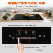 Load image into Gallery viewer, SucceBuy 5 Burners 30/36 Inch Electric Induction Cooktop Stove Hob Built-in Burner Cooker Sensor Touch Control Magnetic Cooker
