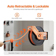 Bild in Galerie-Viewer laden, Amocart Retractable Air Hose Reel 50FT Rubber Air Compressor Hose Reel Auto-Rewind W/ 5FT in Ceiling Wall-Mounted Air Hose