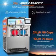 Bild in Galerie-Viewer laden, Amocart Commercial Slushy Machine 12L Singal or Double Tanks Cool and Freeze Modes, Stainless Steel Margarita Smoothie Frozen Drink Maker Slushie Machine for Party Cafes Restaurants Bars Home