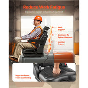 Bild in Galerie-Viewer laden, Amocart Universal Forklift Seat Tractor Suspension Seat w/ Adjustable Back Armrest Headrest& Safety Belt Fold Down Tractor Seat