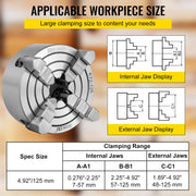 Load image into Gallery viewer, SucceBuy 4-Jaw Lathe Chuck K72-125 125 mm / K72-100 100 mm Reversible Jaw Metal Lathe Chuck Turning Machine Accessories - AMOCART