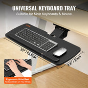 Load image into Gallery viewer, SucceBuy Keyboard Tray under Desk Adjustable Height & Angle Keyboard Tray Slide out & Holder for Typing in Home and Office Work