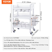 Bild in Galerie-Viewer laden, for Lab Clinic Hospital Salon SucceBuy 2/3/4/5 Tiers Lab Carts Lab Utility Cart Mobile Medical W/ ABS Material Rolling Cart