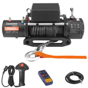 Charger l'image dans la visionneuse de galerie, Amocart 13500 lbs Electric Winch 12V Synthetic Rope Car Winch with Wired Wireless Control for Towing SUV Off-Road Jeep Trailer