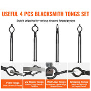 Bild in Galerie-Viewer laden, Amocart Blacksmith Tongs 18” V-Bit Bolt Tongs Wolf Jaw Tongs Z V-Bit Tongs and Gripping Tongs Carbon Steel Forge Tongs