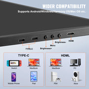 Load image into Gallery viewer, Amocart 18.5 inch 1080P IPS Extended Swivel Portable Monitor for USB-C/USB-A/Mini HDMI Port with Mac/Wins/Android/Switch/PS5