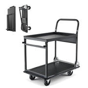 Load image into Gallery viewer, Amocart 700 lbs 2 Tier Foldable Heavy Push Cart Dolly Platform Hand Truck with Wheels Moving Flatbed Cart for Warehouse Garage