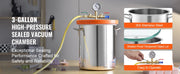 Load image into Gallery viewer, SucceBuy 3/5 Gal Upgraded Tempered Glass Lid Vacuum Degassing Chamber 304 Stainless Steel for Stabilizing Wood, Resin Degassing
