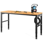 Load image into Gallery viewer, SucceBuy 2000 lbs Adjustable Garage Workbench 48/61" L x 20" W Work Table with 28.3"-38.1" Height & Hardwood Top for Office Home