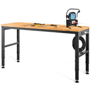 Load image into Gallery viewer, SucceBuy 2000 lbs Adjustable Garage Workbench 48/61" L x 20" W Work Table with 28.3"-38.1" Height & Hardwood Top for Office Home - AMOCART