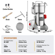 Bild in Galerie-Viewer laden, 【Premium】Amocart 150-2500g Electric Grain Mill Grinder Commercial Swing Spice Grinders for Dry Herbs Grains Spices Cereals Coff