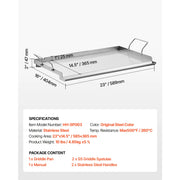Load image into Gallery viewer, SucceBuy Stainless Steel Griddle Flat Top Rectangular Plate Grill-Top Griddle Pan Gas Grill Griddle for BBQ Portable Cookware