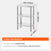 Load image into Gallery viewer, SucceBuy Stainless Steel Food Prep Table Commercial Kitchen Worktable with 2 Adjustable Undershelf for BBQ Kitchen Garage