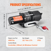 Charger l'image dans la visionneuse de galerie, Amocart 4500lbs ATV/UTV Electric Winch Nylon/Steel Rope Winch with Wireless/Wired Remote for Truck Car Towing Jeep Off-Road SUV