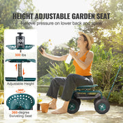 Load image into Gallery viewer, SucceBuy Garden Cart Rolling Workseat with Wheels Gardening Stool for Planting 360Degree Swivel Seat Wagon Scooter with Steering