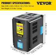 Load image into Gallery viewer, SucceBuy 2.2/3/4/7.5KW VFD Frequency Inverter 110V/220V 1/3P Input 3P Output Variable Frequency Drive CNC Motor Converter