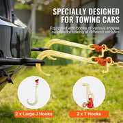 Load image into Gallery viewer, G80 V Towing Bridle Chain Towing with 15" J & Grab Hooks Transport Tow Chain Bridle for Flatbed Truck Wrecker Recovery