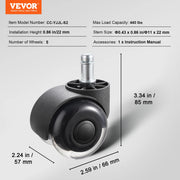 Load image into Gallery viewer, SucceBuy 2/3 inch Set of 5 Office Chair Wheels Replacement Computer Gaming Desk Universal Caster for Hardwood Floors and Carpet
