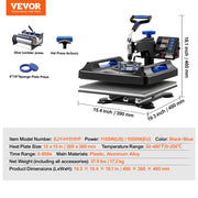 Charger l'image dans la visionneuse de galerie, Amocart Heat Press Machine Heat Transfer Machine with 30 oz Tumbler Press 360° Swing Away Digital T-Shirt Pressing Coating