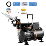 Load image into Gallery viewer, SucceBuy Airbrush Kit, Dual Fan Air Compressor Professional Airbrushing System Kit Airbrushes Mixing Wheel Cleaning Brush Set