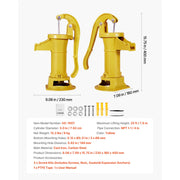 Load image into Gallery viewer, SucceBuy Well Hand Pitcher Pump 25 ft Maximum Lift Cast Iron NPT 1-1/4 in Connection for Garden Pond Farm Red/Black/Yellow/Green