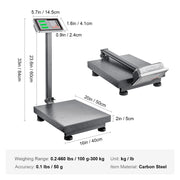 Bild in Galerie-Viewer laden, SucceBuy 660Lbs Computing Digital Platform Scale 0.1LBS Accuracy Floor Scale with LB/KG High-Definition Display for Box Luggage