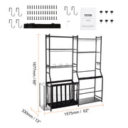 Load image into Gallery viewer, SucceBuy Golf Storage Garage Organizer Other Sports Equipment Storage Rack Outdoor Sport Gear and Toy Storage with Baskets&Hooks - AMOCART