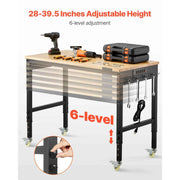 Load image into Gallery viewer, SucceBuy 48-Inch Adjustable Workbench 2000 lbs Load Work Bench with Power Outlet Wheels and Pegboard for Garage Workshop Home