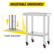 Bild in Galerie-Viewer laden, Amocart Stainless Steel Kitchen Worktable shelves Commercial Work Bench Table with Caster Wheels for Home Restaurant Storage