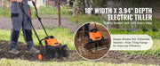 Load image into Gallery viewer, Amocart 12 Amp Electric Tiller 18" Tilling Width 3.94" Tilling Depth Corded Electric Tiller/Cultivator Steel Mn Tines Rototille