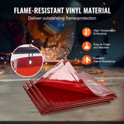 Load image into Gallery viewer, SucceBuy Welding Screen with Frame 6' x 6' 3 Flame-Resistant Vinyl Welding Protectionon 12 Swivel Wheels for Workshop Red/Green - AMOCART