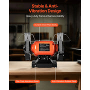 Load image into Gallery viewer, Amocart Bench Grinder 6inch Single Speed Bench Grinder High-Speed Table Grinders with Induction Motor 36/60-Grit Grinding Wheel