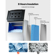 Load image into Gallery viewer, Amocart 250LBS Commercial Ice Maker with Storage Bin Ice Bin Stainless Steel Ice Maker Machine with Filter for Home Bar Hotel