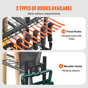 Bild in Galerie-Viewer laden, SucceBuy 16 Slots Garden Tool Organizer Yard Tool Tower Rack with Hooks Wheels Long-Handled Rake Stand Holder for Garage Storage