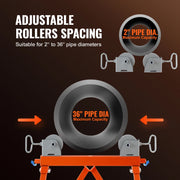Load image into Gallery viewer, SucceBuy Pipe Stand with Roller Head Heavy Duty 2500LBS Load Capacity Suitable for 2-36 inches Pipe 45# Steel Roller for Welding - AMOCART