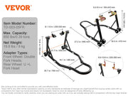 Load image into Gallery viewer, SucceBuy Motorcycle Stand Lift 850lbs Front Rear Combo Stand Lift Stand Front&Rear Wheel Fork Stand Heavy Duty Rear Wheel Stand