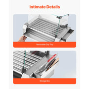 Load image into Gallery viewer, SucceBuy 5 7 11 Rollers Hot Dog Roller Stainless Steel Sausage Grill Cooker Commercial Hot Dog Machine with Dual Temp Control - AMOCART
