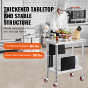 Load image into Gallery viewer, Amocart Stainless Steel Kitchen Worktable shelves Commercial Work Bench Table with Caster Wheels for Home Restaurant Storage