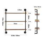 Load image into Gallery viewer, Amocart Industrial Pipe Shelf Wall-Mount Floating Rustic Wood Shelves Bracket Storage Rack Sundries Holder for Kitchen Bedroom
