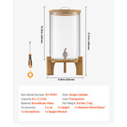 Load image into Gallery viewer, SucceBuy Beverage Dispenser Drink Dispensers for Parties Glass Juice Dispenser with Wood Stand Lemonade Juice Water Dispensers - AMOCART