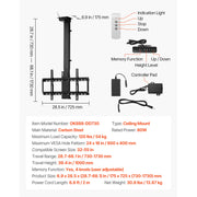 Charger l'image dans la visionneuse de galerie, Amocart Motorized TV Wall Mount for 32 to 55/65/70 Inch Adjustable TV Mount Bracket w/ Max VESA 24 x 16/24 in Up to 88-132 lbs