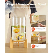 Load image into Gallery viewer, Amocart Beverage Dispenser Drink Dispensers for Parties Glass Juice Dispenser with Wood Stand Lemonade Juice Water Dispensers