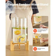 Load image into Gallery viewer, SucceBuy Beverage Dispenser Drink Dispensers for Parties Glass Juice Dispenser with Wood Stand Lemonade Juice Water Dispensers - AMOCART