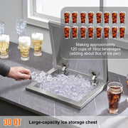 Load image into Gallery viewer, SucceBuy Drop in Ice Chest Stainless Steel Ice Cooler Commercial Ice Bin with Hinged Cover Outdoor Kitchen Ice Bar