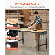 Load image into Gallery viewer, SucceBuy 60-Inch Adjustable Workbench 2000 lbs Load Work Bench with Power Outlet Wheels and Pegboard for Garage Workshop Home