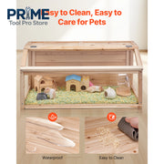 Load image into Gallery viewer, SucceBuy Wooden Hamster Cage 270° Viewing Hamster Habitat Hamster Cage with Openable Top Ventilated Animal Cage for Gerbils - AMOCART