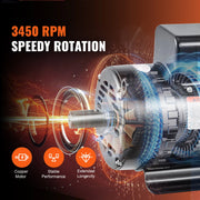 Charger l'image dans la visionneuse de galerie, Amocart 7.5HP Air Compressor Motor 230V 31.6Amps Electric Single Phase Motor 3450RPM 184T Frame for Compressors CW/CCW Rotation