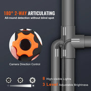 Load image into Gallery viewer, SucceBuy Articulating Borescope Camera with Light Two-way Articulated Endoscope Inspection with 6.4mm Tiny Lens 5" 1080P Screen