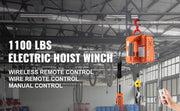 Load image into Gallery viewer, Amocart 500kg/1100lbs Electric Hoist Winch Portable Crane 25ft Lifting Height Wired Remote Control for Transportation